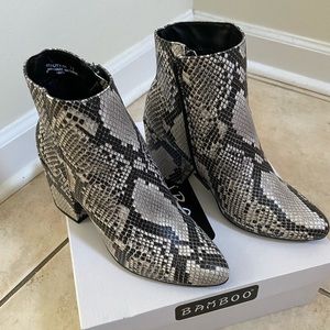 Snakeskin booties